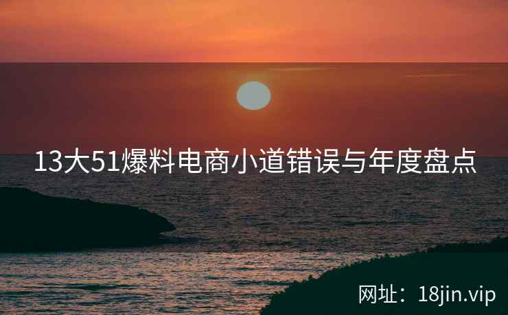 13大51爆料电商小道错误与年度盘点
