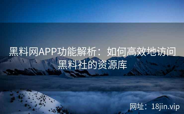 黑料网APP功能解析：如何高效地访问黑料社的资源库