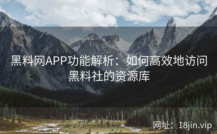 黑料网APP功能解析：如何高效地访问黑料社的资源库