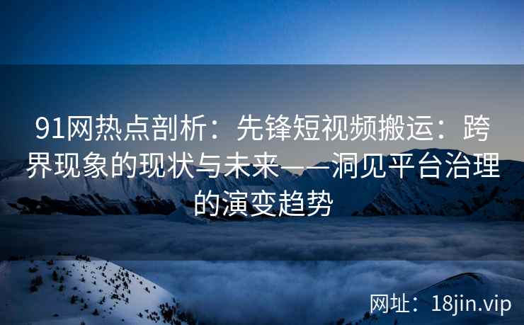 91网热点剖析：先锋短视频搬运：跨界现象的现状与未来——洞见平台治理的演变趋势