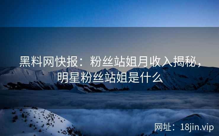 黑料网快报：粉丝站姐月收入揭秘，明星粉丝站姐是什么